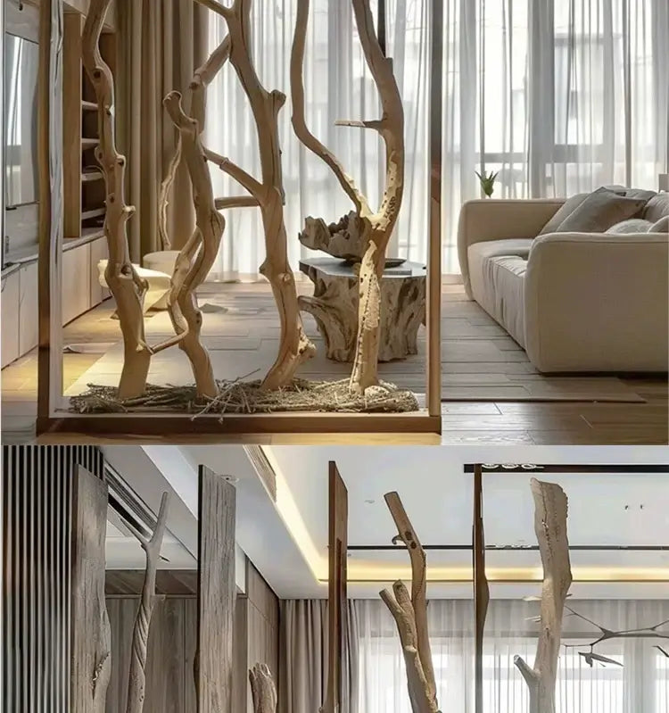 Natural Dry Branches Partition – Log Trunk Room Divider-MinimalisticDecor.com