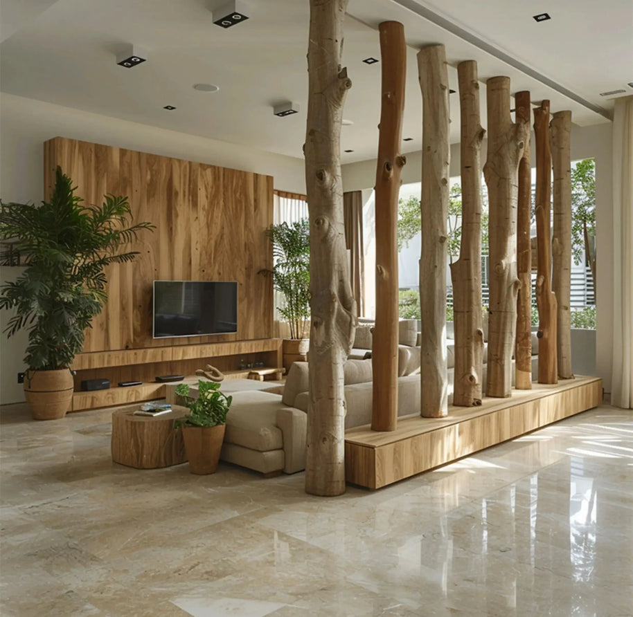 Natural Dry Branches Partition – Log Trunk Room Divider-MinimalisticDecor.com