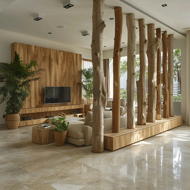 Natural Dry Branches Partition – Log Trunk Room Divider-MinimalisticDecor.com