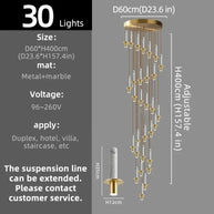 Natural Marble Long Pendant Staircase Chandelier – LED Suspension Light-MinimalisticDecor.com