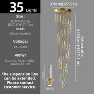 Natural Marble Long Pendant Staircase Chandelier – LED Suspension Light-MinimalisticDecor.com