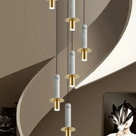 Natural Marble Long Pendant Staircase Chandelier – LED Suspension Light-MinimalisticDecor.com