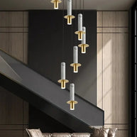 Natural Marble Long Pendant Staircase Chandelier – LED Suspension Light-MinimalisticDecor.com