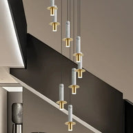 Natural Marble Long Pendant Staircase Chandelier – LED Suspension Light-MinimalisticDecor.com