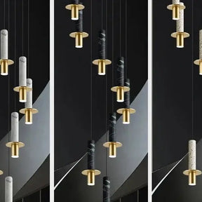Natural Marble Long Pendant Staircase Chandelier – LED Suspension Light-MinimalisticDecor.com