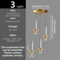Natural Marble Long Pendant Staircase Chandelier – LED Suspension Light-MinimalisticDecor.com