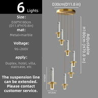 Natural Marble Long Pendant Staircase Chandelier – LED Suspension Light-MinimalisticDecor.com