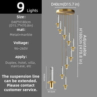 Natural Marble Long Pendant Staircase Chandelier – LED Suspension Light-MinimalisticDecor.com