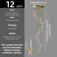 Natural Marble Long Pendant Staircase Chandelier – LED Suspension Light-MinimalisticDecor.com