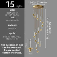 Natural Marble Long Pendant Staircase Chandelier – LED Suspension Light-MinimalisticDecor.com