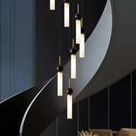 Natural Marble Pendant Chandelier – Modern Staircase Lighting-MinimalisticDecor.com