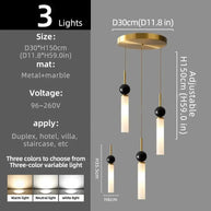 Natural Marble Pendant Chandelier – Modern Staircase Lighting-MinimalisticDecor.com