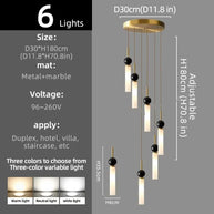 Natural Marble Pendant Chandelier – Modern Staircase Lighting-MinimalisticDecor.com