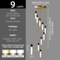 Natural Marble Pendant Chandelier – Modern Staircase Lighting-MinimalisticDecor.com