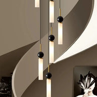 Natural Marble Pendant Chandelier – Modern Staircase Lighting-MinimalisticDecor.com