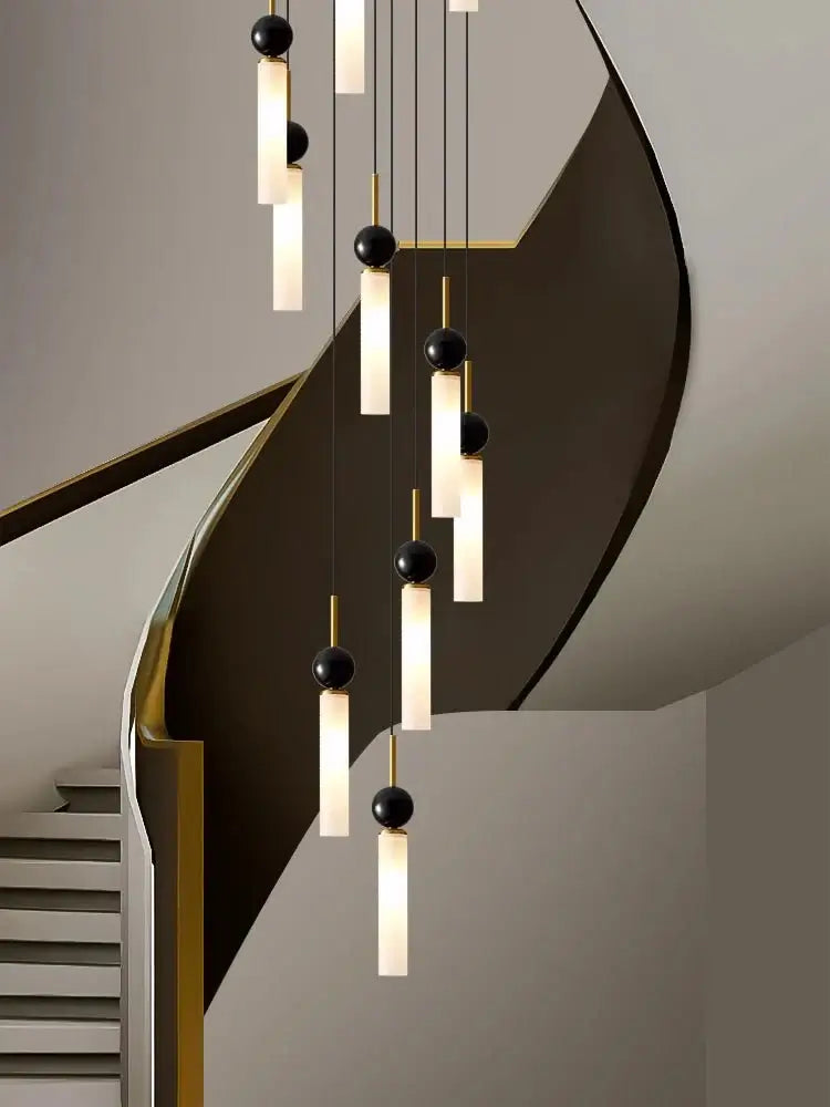 Natural Marble Pendant Chandelier – Modern Staircase Lighting-MinimalisticDecor.com