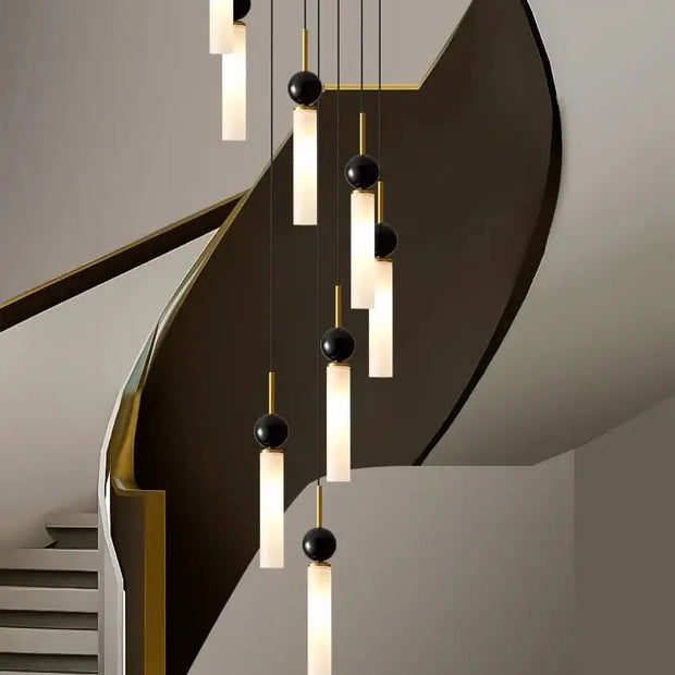 Natural Marble Pendant Chandelier – Modern Staircase Lighting-MinimalisticDecor.com