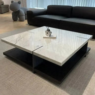 Natural Marble & Wood Coffee Table-MinimalisticDecor.com