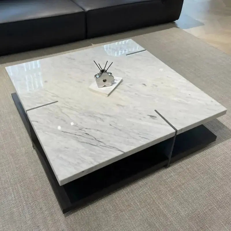 Natural Marble & Wood Coffee Table-MinimalisticDecor.com