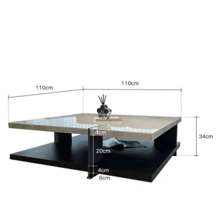 Natural Marble & Wood Coffee Table-MinimalisticDecor.com