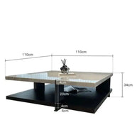 Natural Marble & Wood Coffee Table-MinimalisticDecor.com