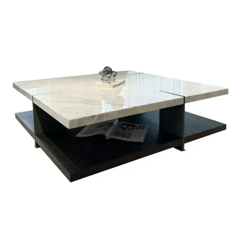 Natural Marble & Wood Coffee Table-MinimalisticDecor.com