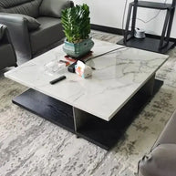 Natural Marble & Wood Coffee Table-MinimalisticDecor.com