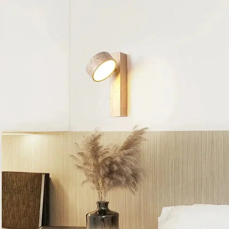 Natural Stone and Wood Wall Light – Rotatable Sconce with Knob Switch, Wall Mounted-MinimalisticDecor.com