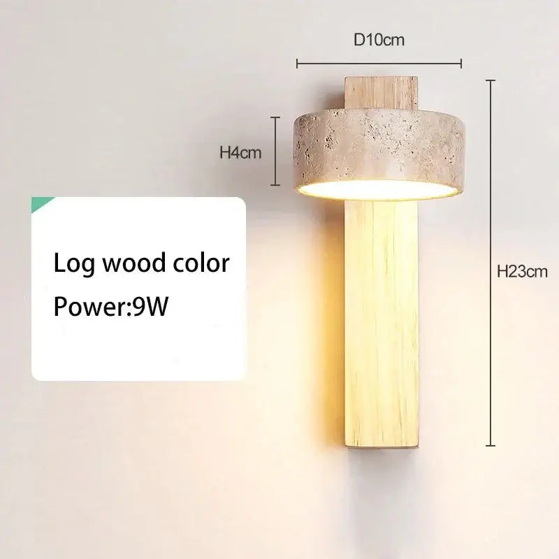 Natural Stone and Wood Wall Light – Rotatable Sconce with Knob Switch, Wall Mounted-MinimalisticDecor.com
