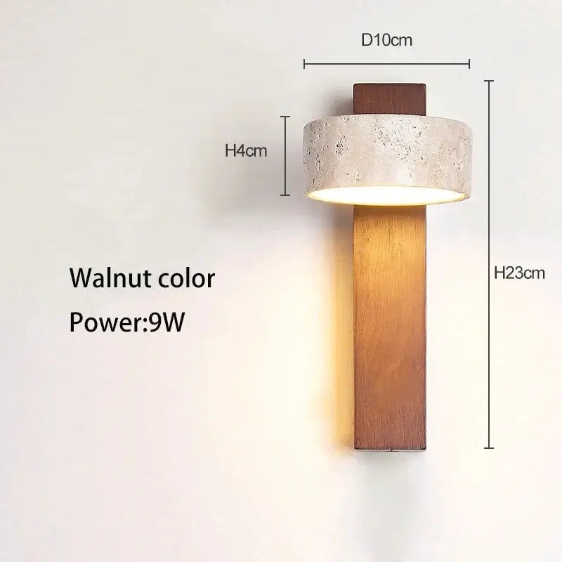 Natural Stone and Wood Wall Light – Rotatable Sconce with Knob Switch, Wall Mounted-MinimalisticDecor.com