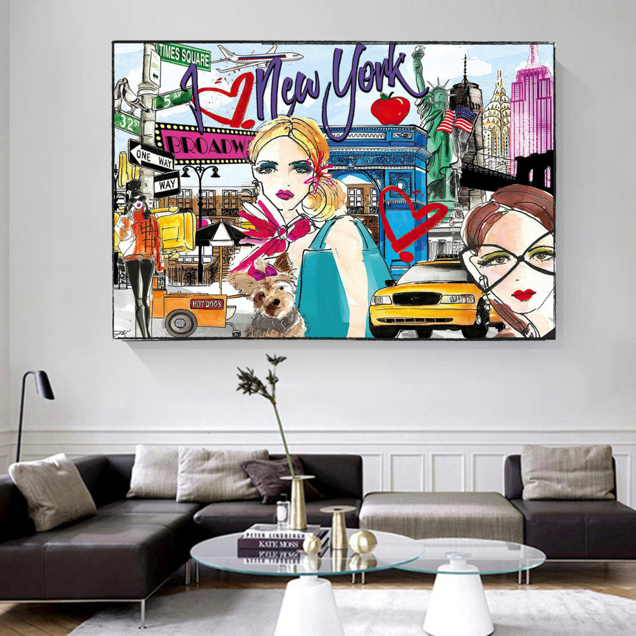 New York Love Canvas Wall Art-MinimalisticDecor.com