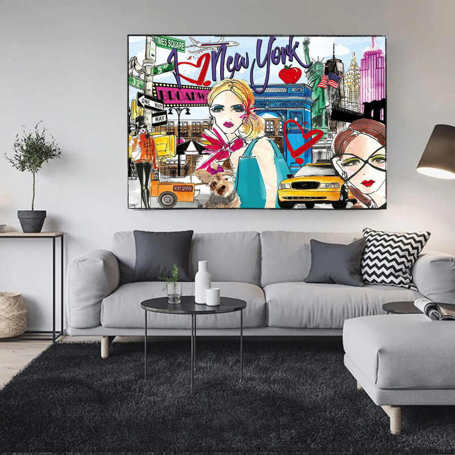 New York Love Canvas Wall Art-MinimalisticDecor.com