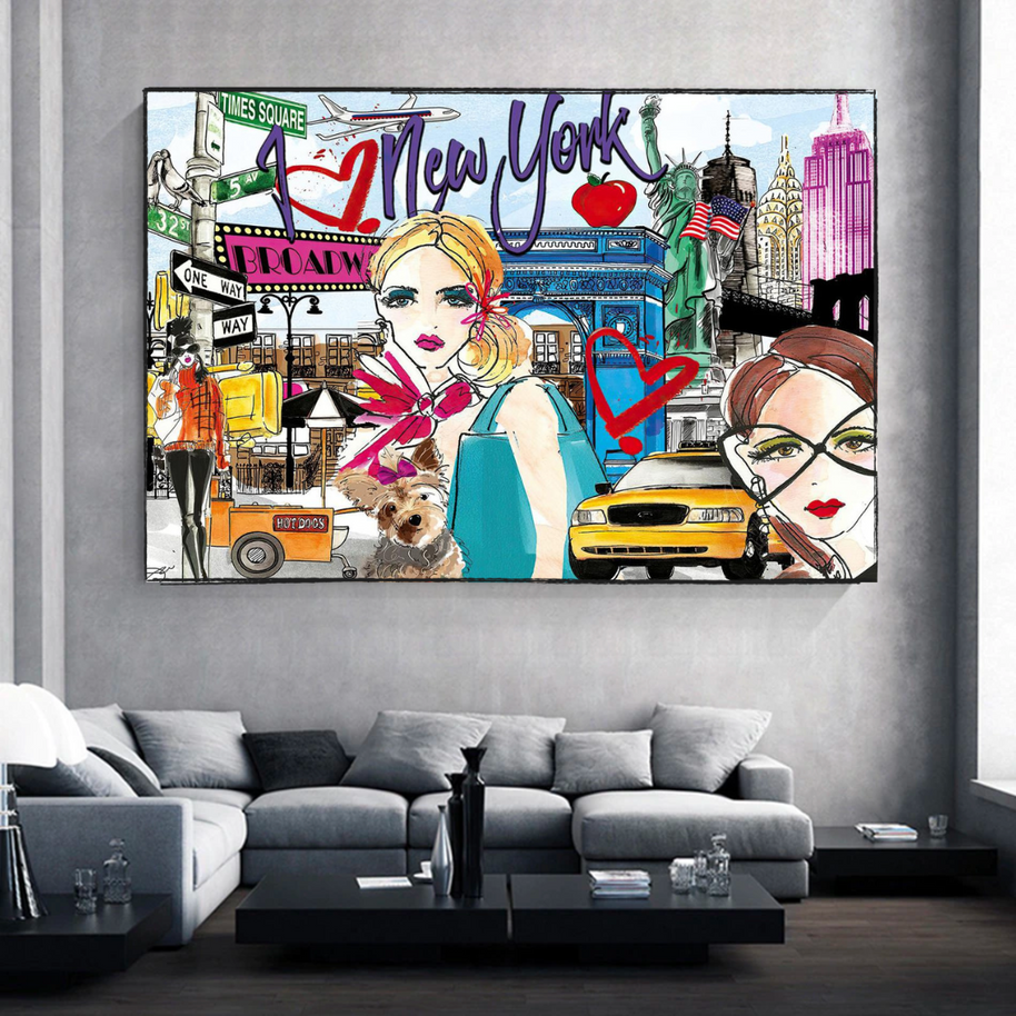 New York Love Canvas Wall Art-MinimalisticDecor.com