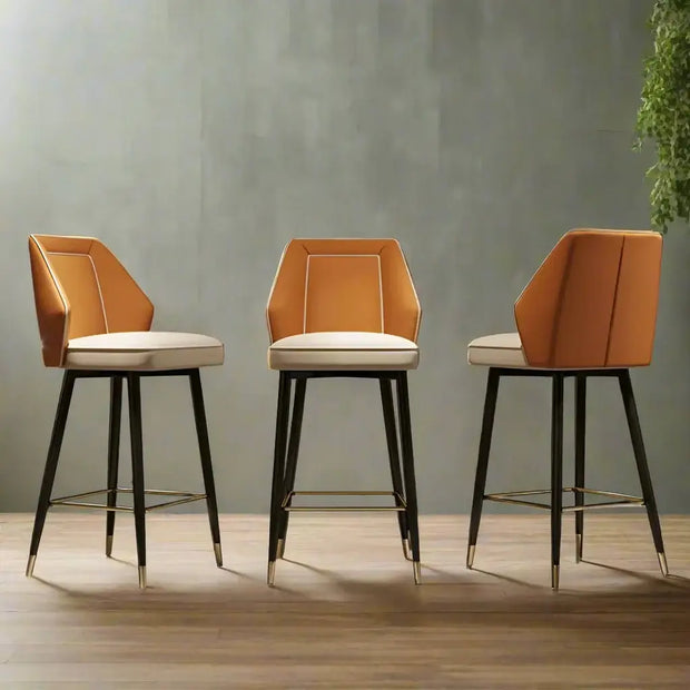 Nordic Gourtas Leather Bar Chair Stool-MinimalisticDecor.com