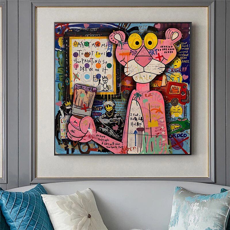 Nostalgic Pink Panther Poster - Fun Cartoon Print-MinimalisticDecor.com