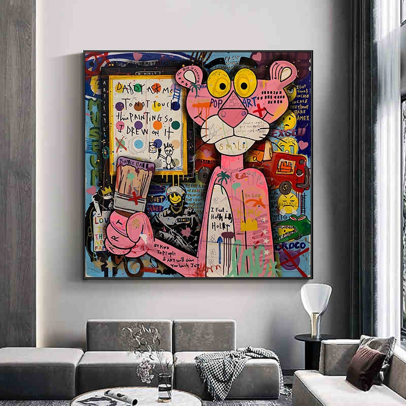 Nostalgic Pink Panther Poster - Fun Cartoon Print-MinimalisticDecor.com