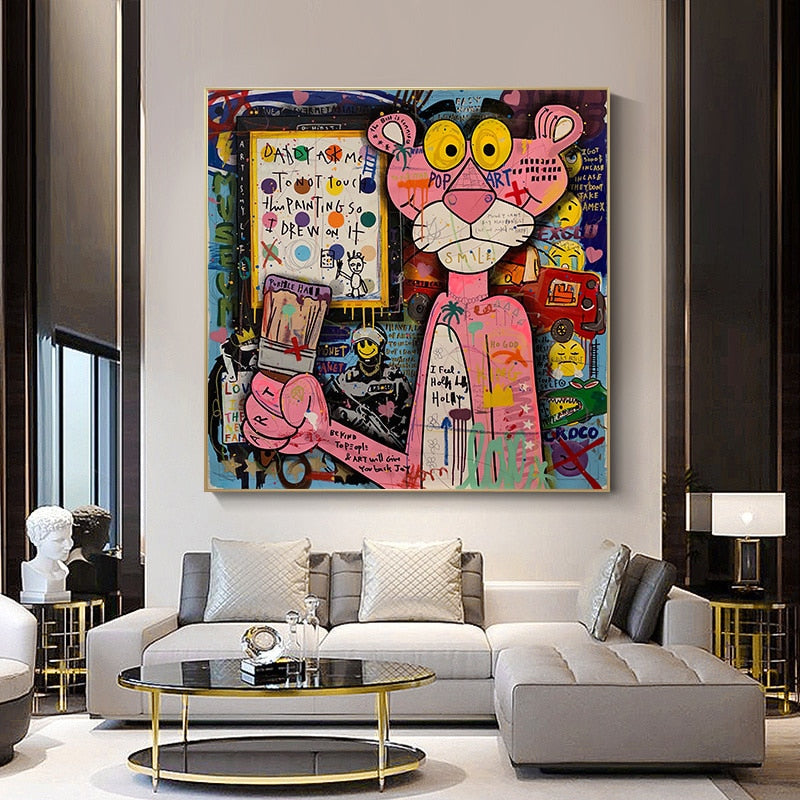 Nostalgic Pink Panther Poster - Fun Cartoon Print-MinimalisticDecor.com