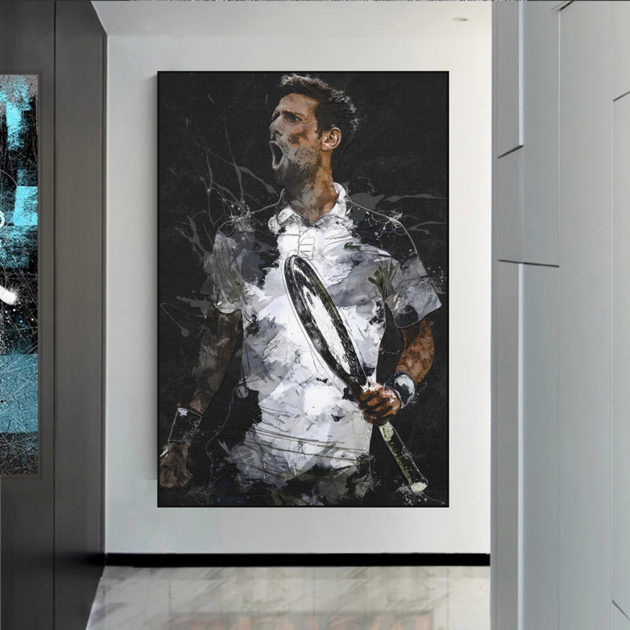 Novak Djokovic Tennis Legend Sports Canvas Wall Art-MinimalisticDecor.com