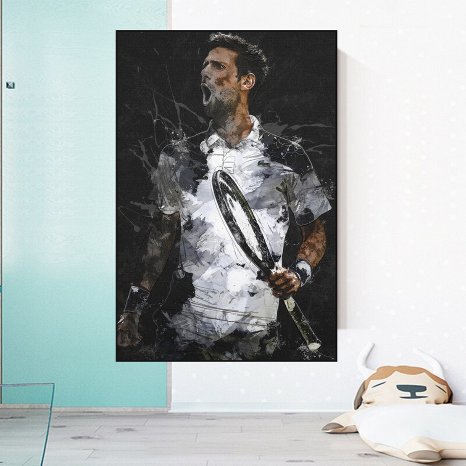 Novak Djokovic Tennis Legend Sports Canvas Wall Art-MinimalisticDecor.com