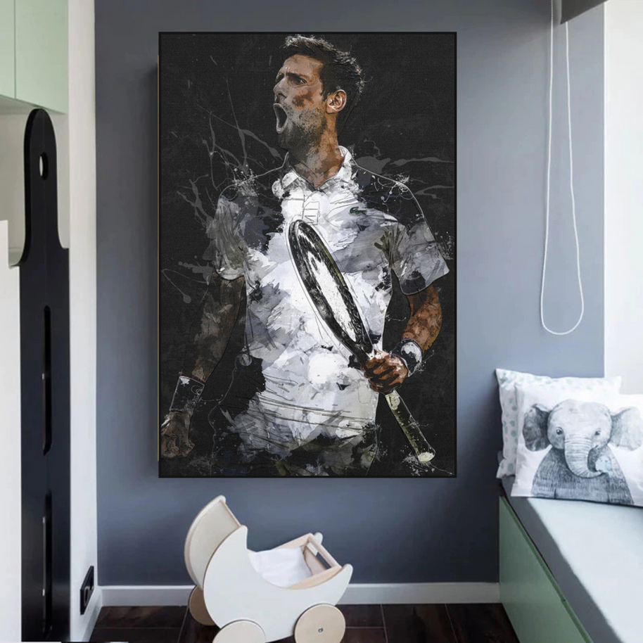 Novak Djokovic Tennis Legend Sports Canvas Wall Art-MinimalisticDecor.com