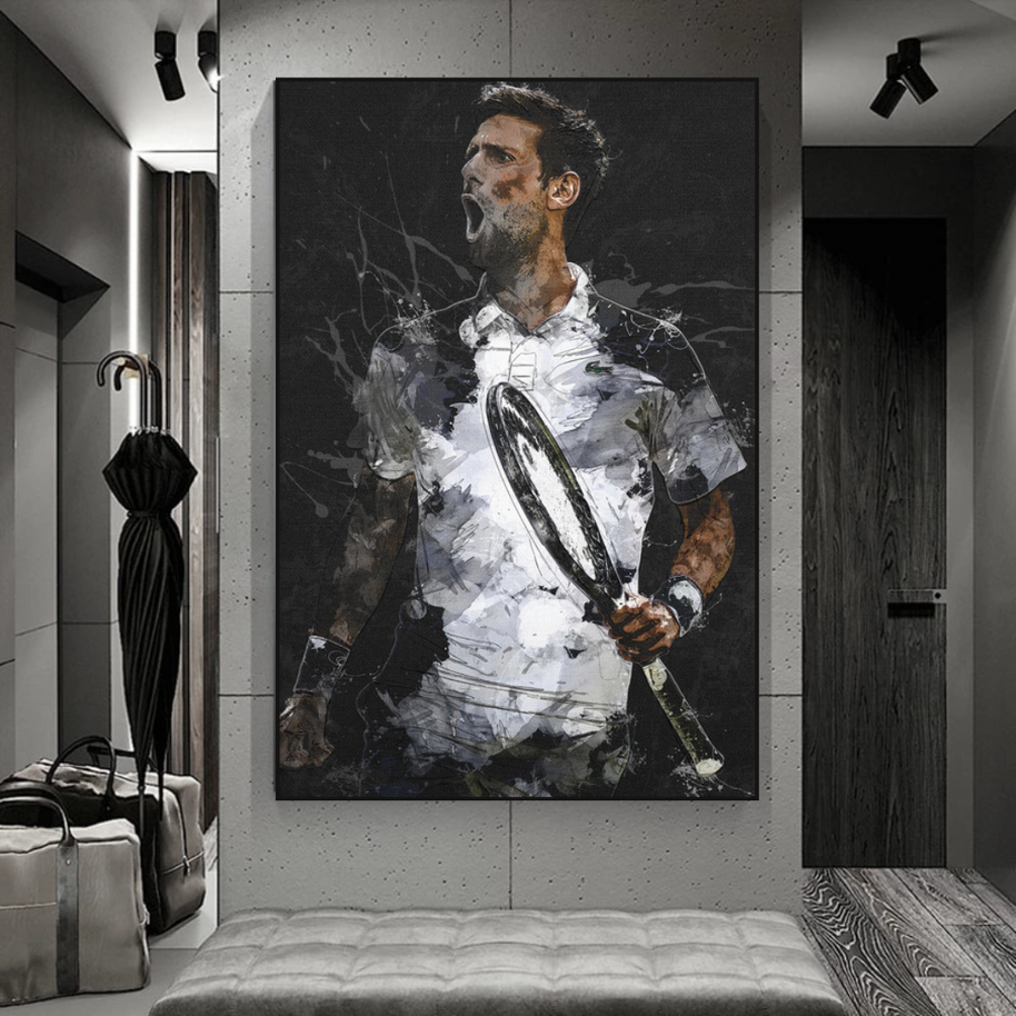 Novak Djokovic Tennis Legend Sports Canvas Wall Art-MinimalisticDecor.com