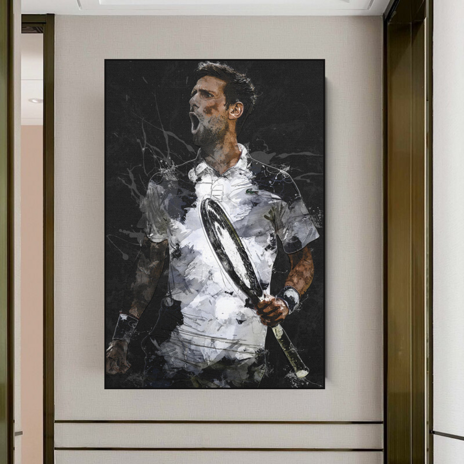 Novak Djokovic Tennis Legend Sports Canvas Wall Art-MinimalisticDecor.com