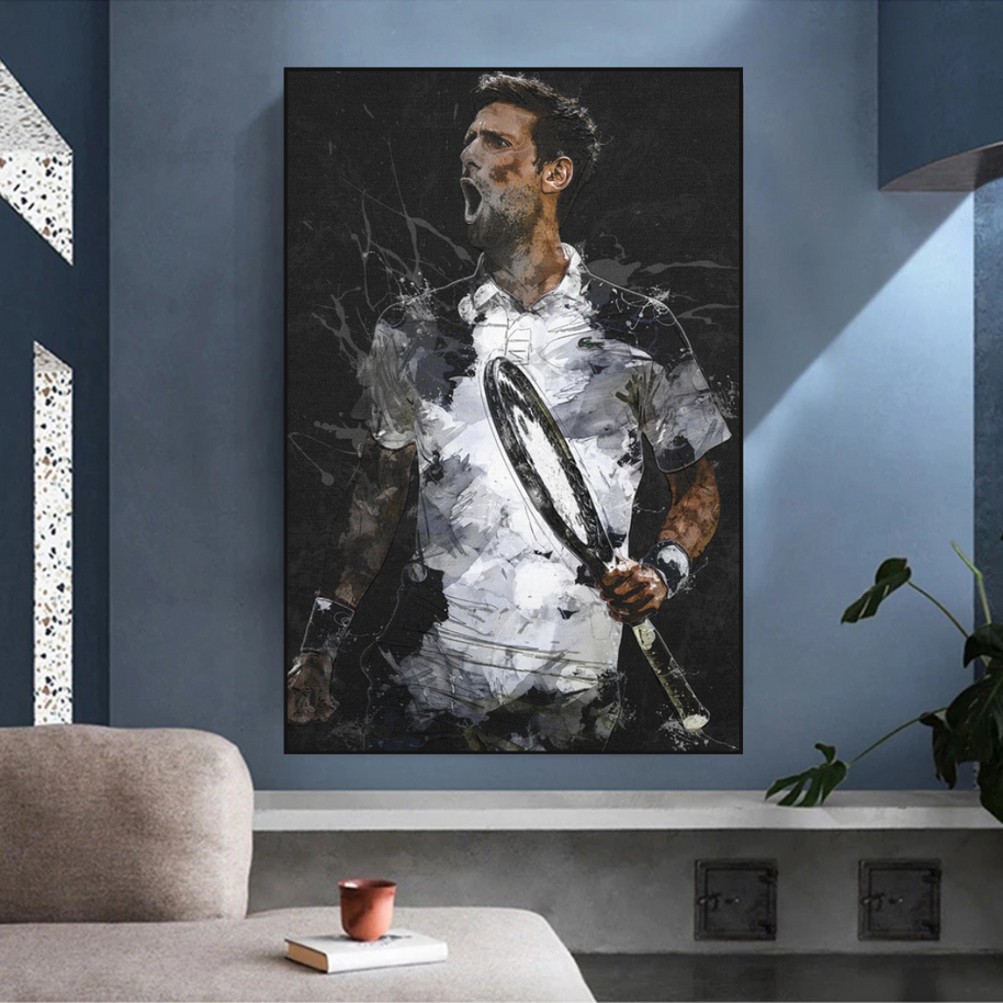 Novak Djokovic Tennis Legend Sports Canvas Wall Art-MinimalisticDecor.com