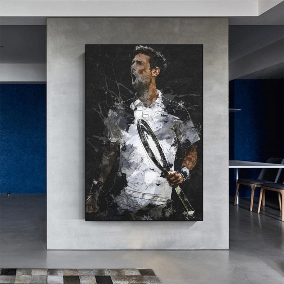 Novak Djokovic Tennis Legend Sports Canvas Wall Art-MinimalisticDecor.com