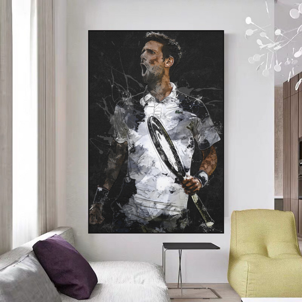 Novak Djokovic Tennis Legend Sports Canvas Wall Art-MinimalisticDecor.com
