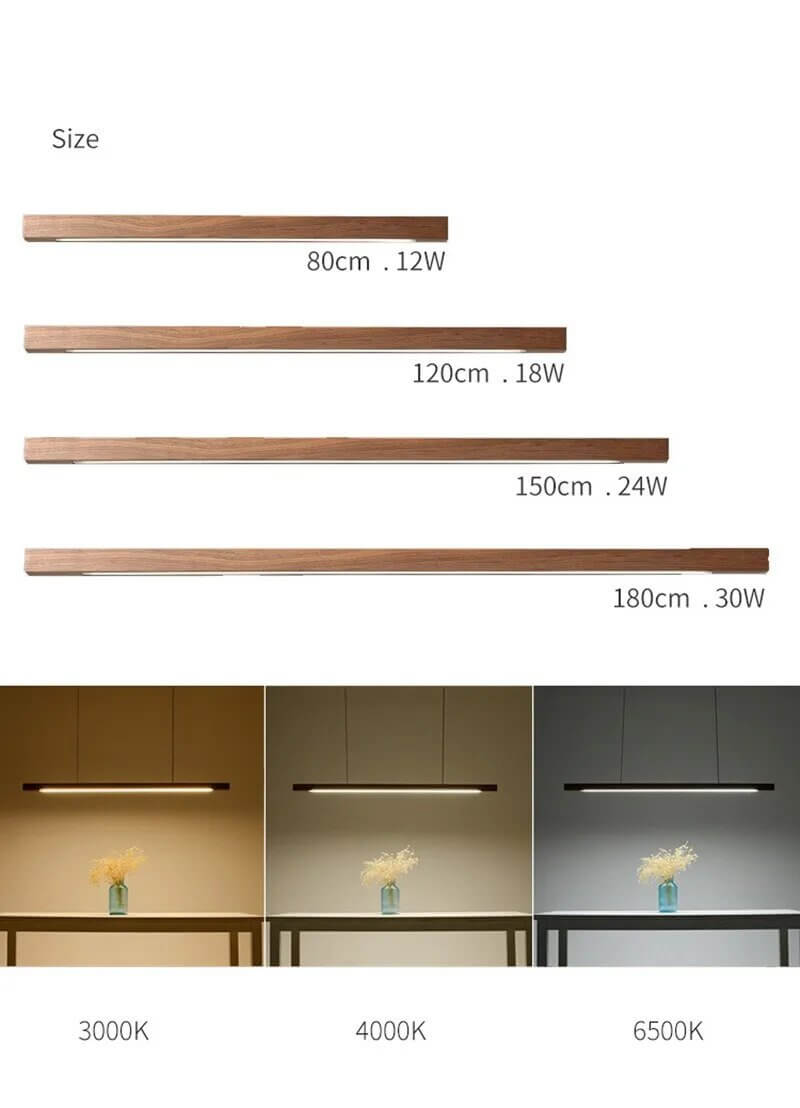 Oak Wood Ceiling Bar Wooden LED Pendant Light-MinimalisticDecor.com