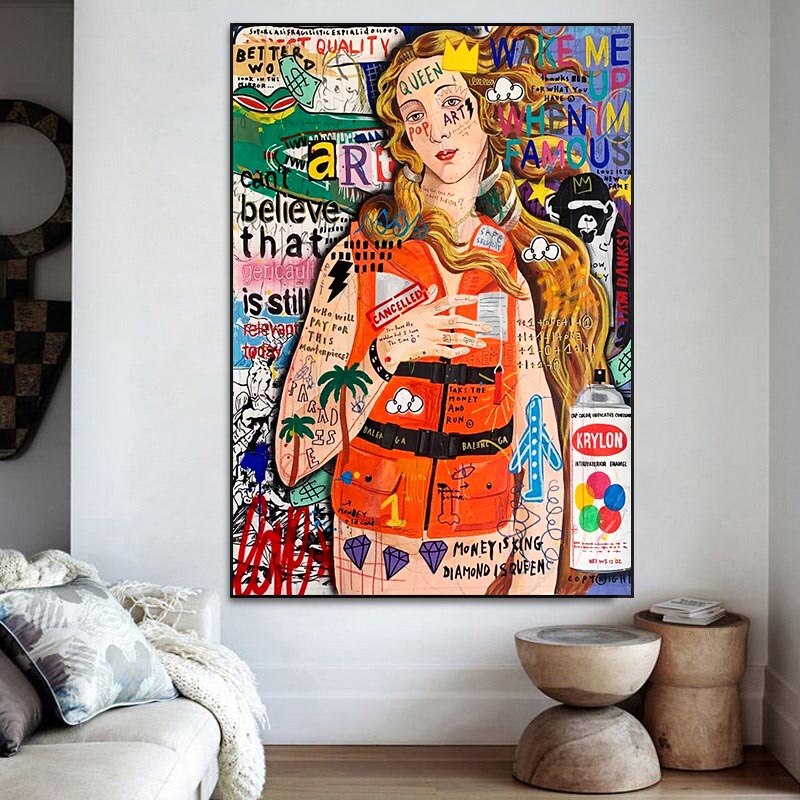 Ocean Graffiti Canvas Print - Pop Art Mural for Home Decor-MinimalisticDecor.com