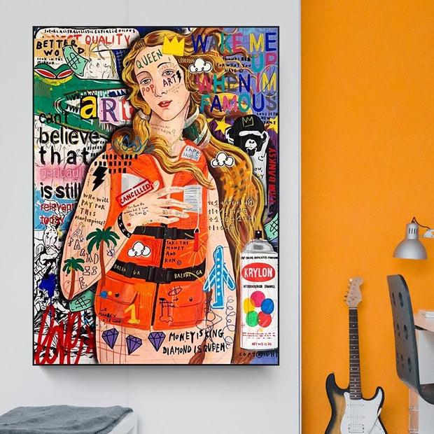 Ocean Graffiti Canvas Print - Pop Art Mural for Home Decor-MinimalisticDecor.com