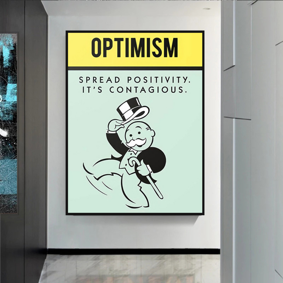 Optimism Spread Positivity: Monopoly Canvas Wall Art-MinimalisticDecor.com