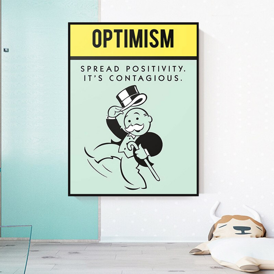 Optimism Spread Positivity: Monopoly Canvas Wall Art-MinimalisticDecor.com